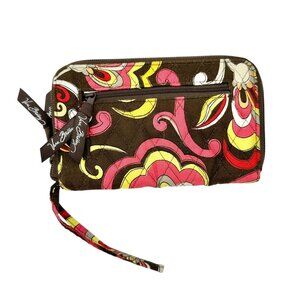 Vera Bradley Wristlet Wallet In Puccini Pattern Zip Closure Card Slots 8" X 5"